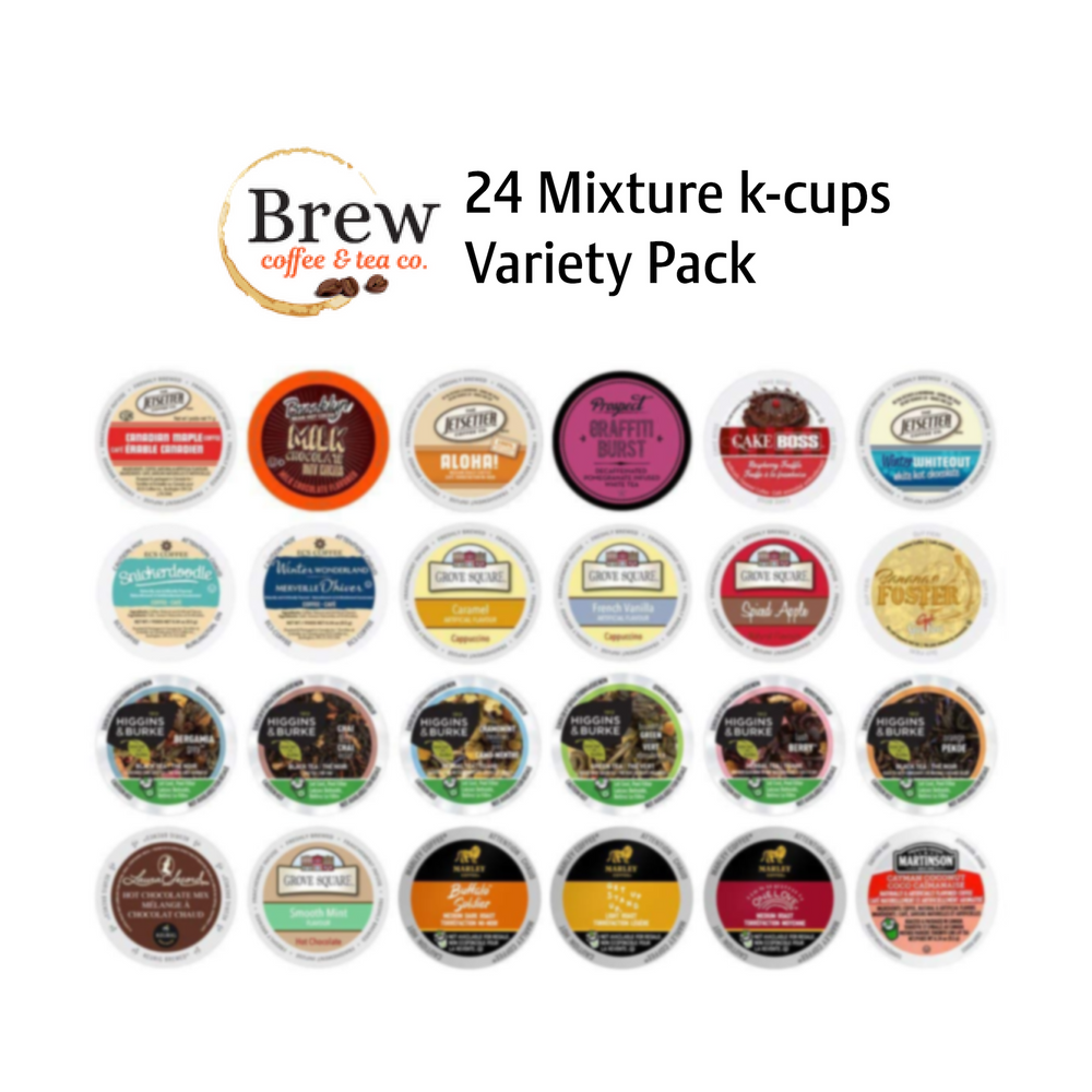 24 mixture of flavoured k-cups Variety Pack – Brew Coffee Tea Co