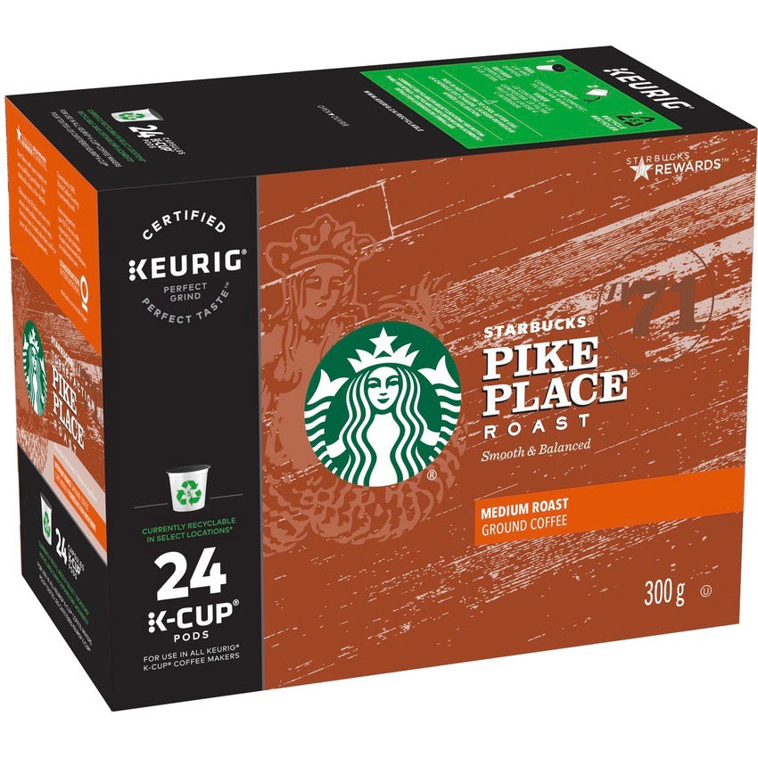 Starbucks Pike Place Roast K-Cups, Medium Roast Coffee, 96 Pods (4 Boxes), Keurig Compatible