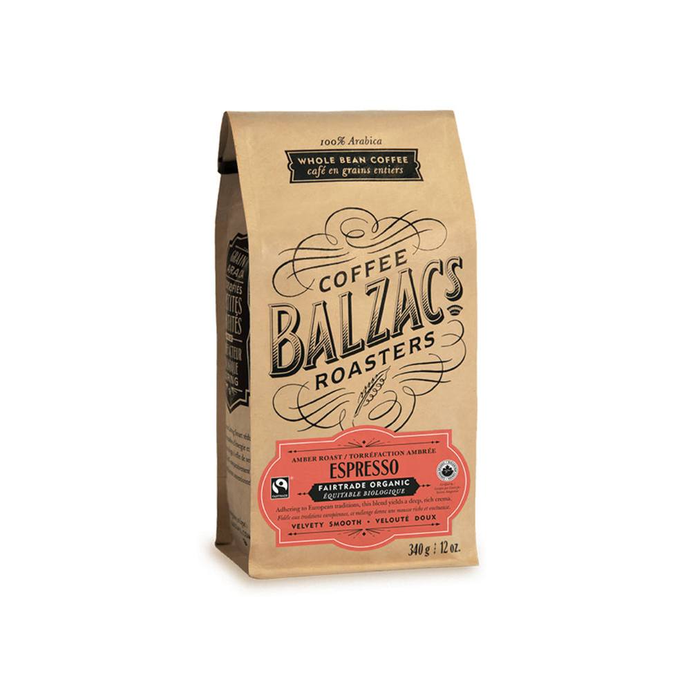 Balzac's Fair Trade Espresso Blend Organic Whole Bean Coffee 12 oz