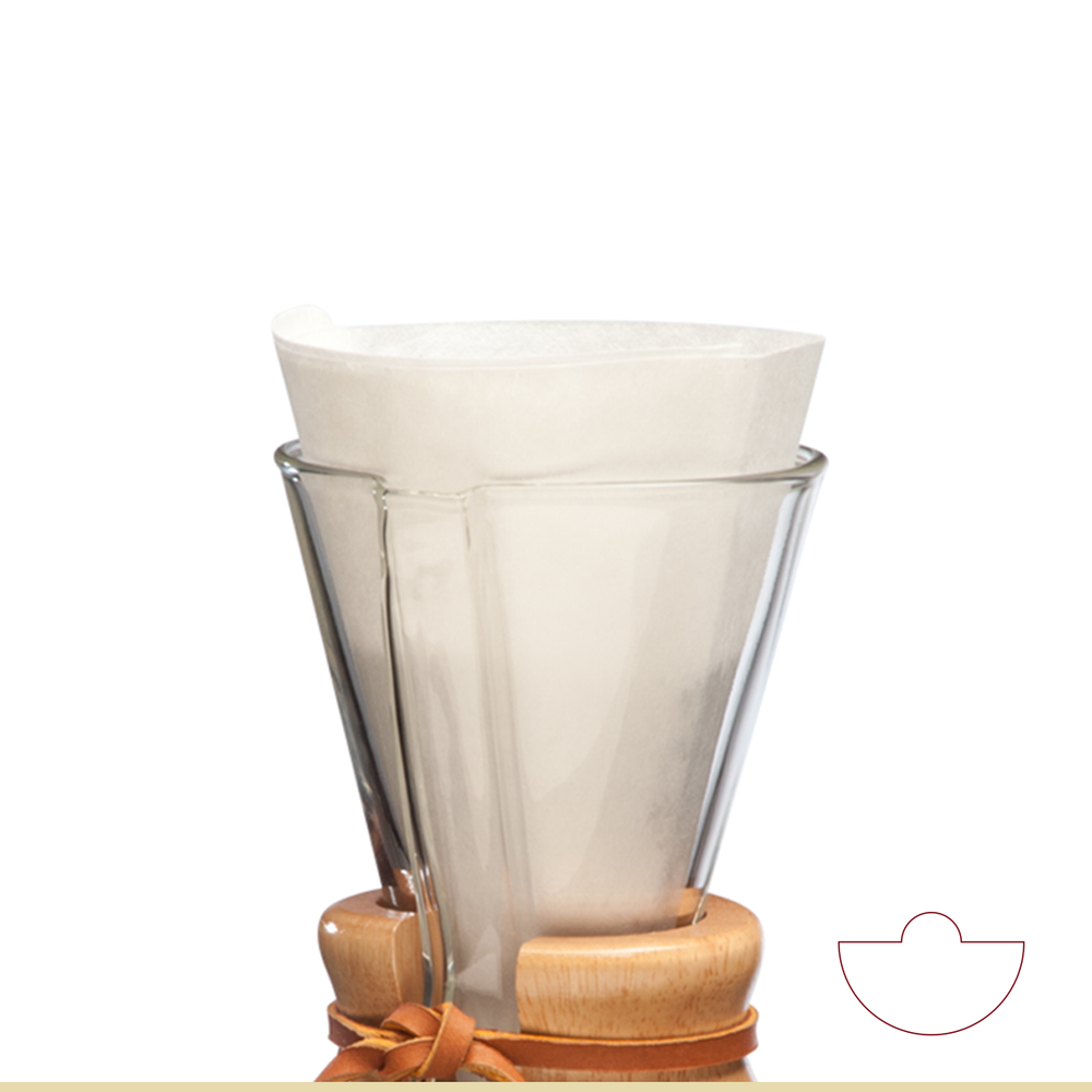 
            
                Load image into Gallery viewer, CHEMEX Bonded Coffee Filters Unfolded Half Circles - White
            
        